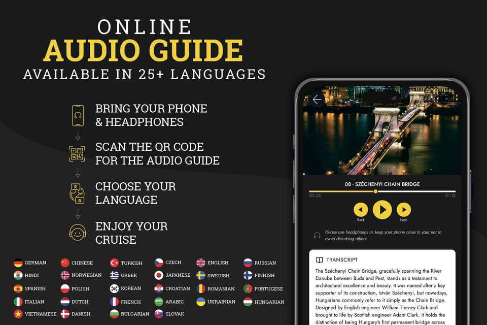 Budapest: Historic Cruise with Welcome Drink - The QR Audio Guide on Your Phone: Easy, Custom, and Personal
