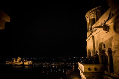 Small-Group Night Tour in Budapest on MonsteRoller e-Scooters - Castle District riding: funicular viewpoint, tunnel entrance, and Matthias Church